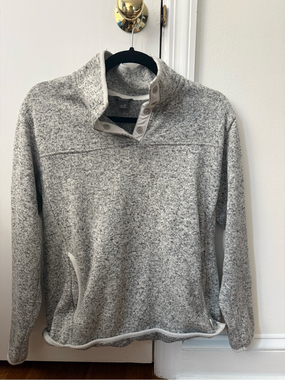 Eddie Bauer Heather Gray Snap-Neck Pullover Hoodie